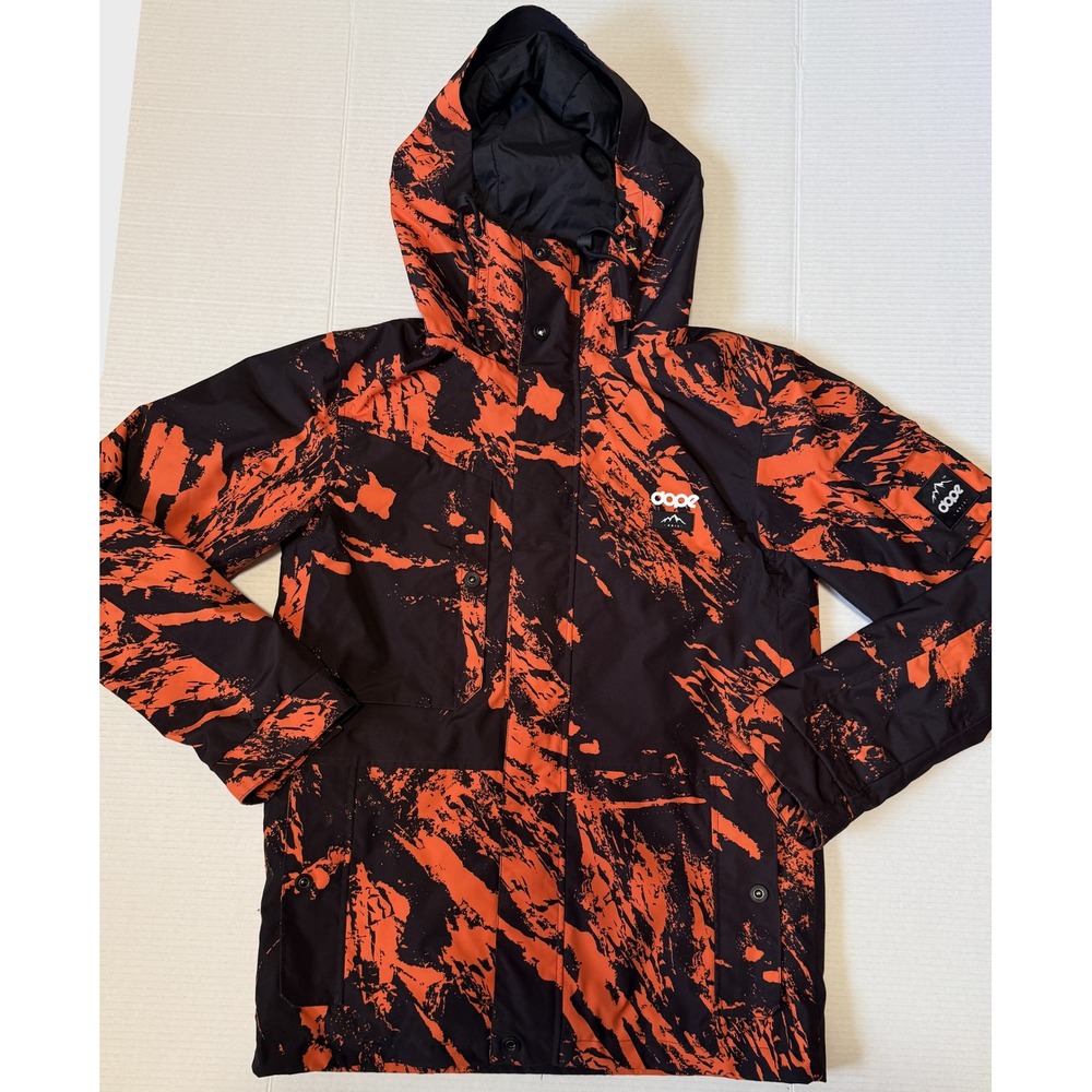 DOPE Adept FW22 - Men's Jacket - Orange Black Splatter Ski Snowboard - Small